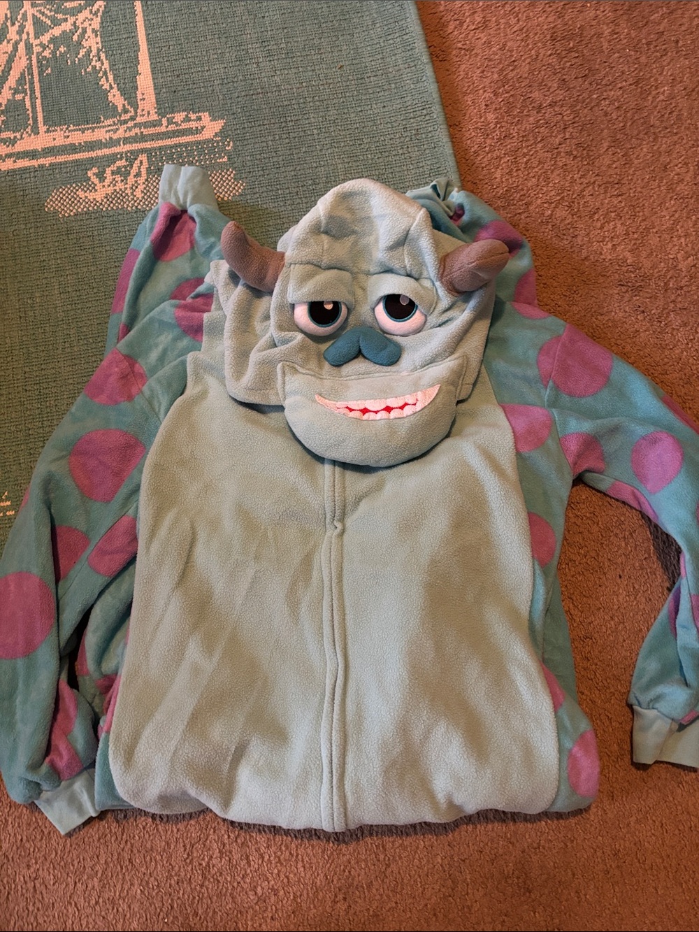 Monsters, Inc. Sulley Fleece Hoodie - Blue with Purple Spots FULL ONESIE